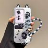 KEYSION Cute Ear Cartoon Case for OPPO Reno11 F 5G with Lanyard Soft Silicone+PC Shockproof Phone Back Cover for OPPO Reno 11F 5G