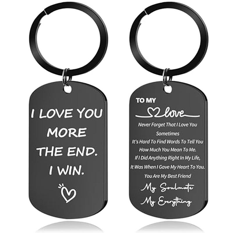 Men's Black Stainless Steel Military ID Card Keychain with Double-Sided Laser Engraving