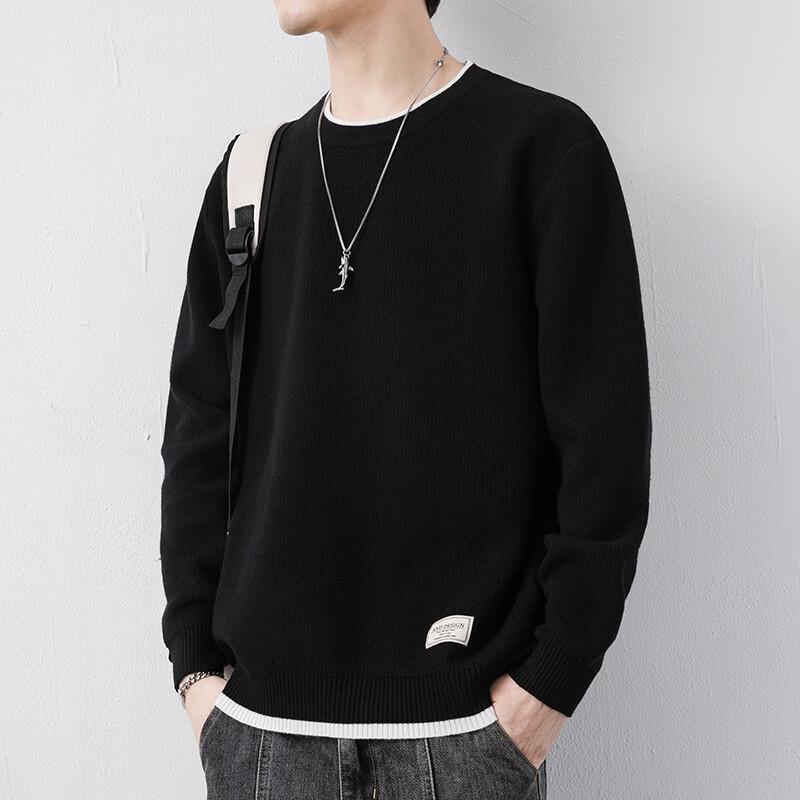ROMON Men's Autumn Round Neck Knit Sweater