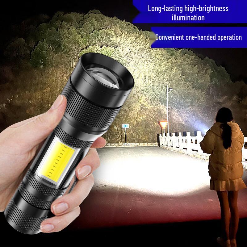 High-Power Rechargeable LED Flashlight with Zoom and Magnet