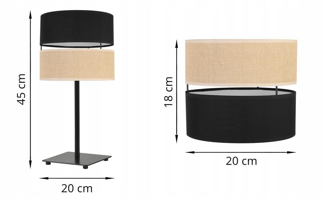 TABLE LAMP JUTE LAMPSHADE 20 CM BLACK