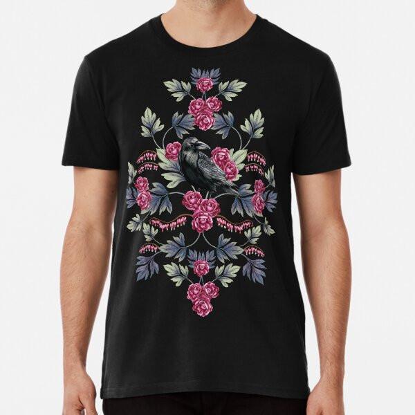 Crow, Bleeding Heart and Roses Floral/Botanica S to 5XL Made in the AU/USA T-Shirt