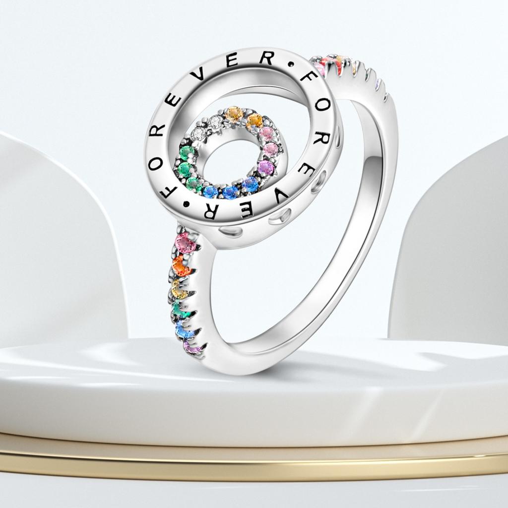 925 Silver Women Finger Rings for Women Cocktail Ring Geometric Cubic Zircon Heart Wedding Jewelry