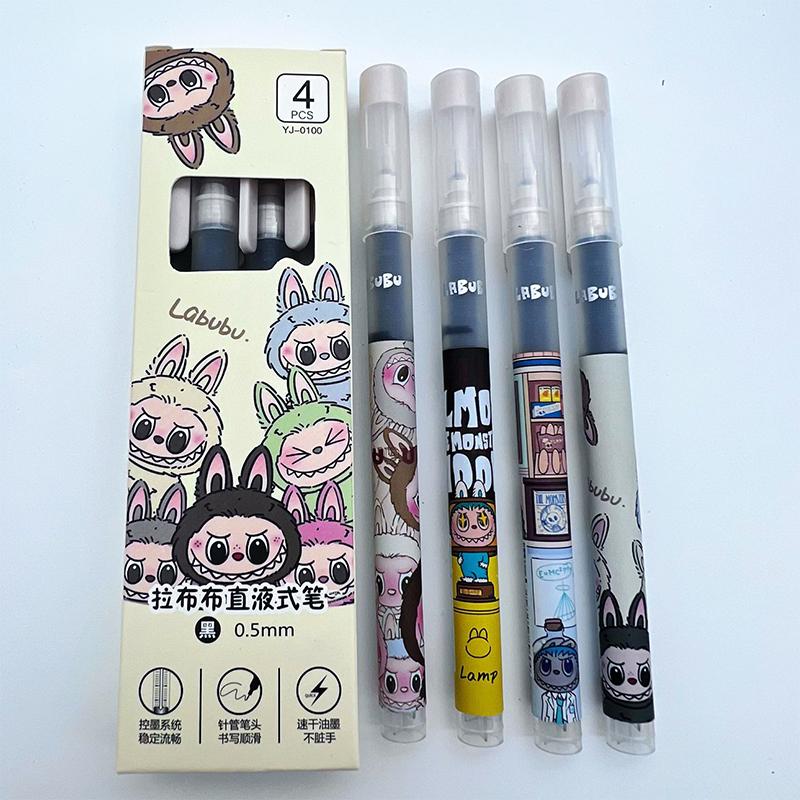 4 Stück Cartoon Labubu Gelstifte Niedliche Schnelltrocknende Neutralstifte Schreiben Glatte Stifte Bürobedarf Schüler Schreibwaren Geschenke