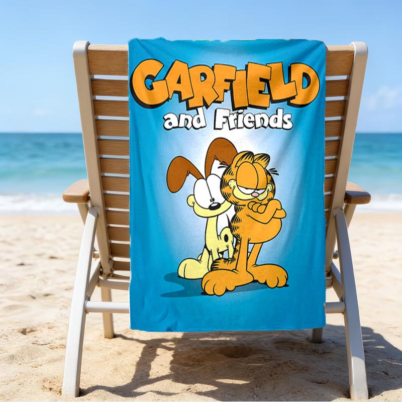 proof beach towel with a Cute Garfield pattern - soft,absorbent,quick-drying,machine washable - perfect for swimming,camping,bathing