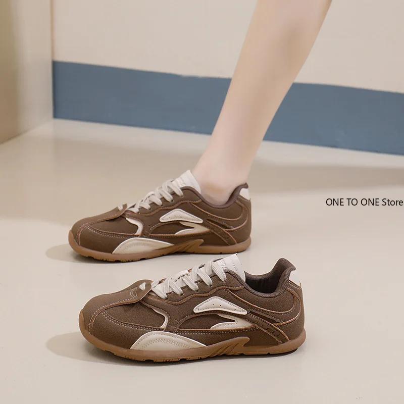 Fashion Women's Shoes Lace-up Women's Vulcanize Shoes 2025 Fashion Color Matching Ladies Casual Shoes New Round Head Classic Sneakers