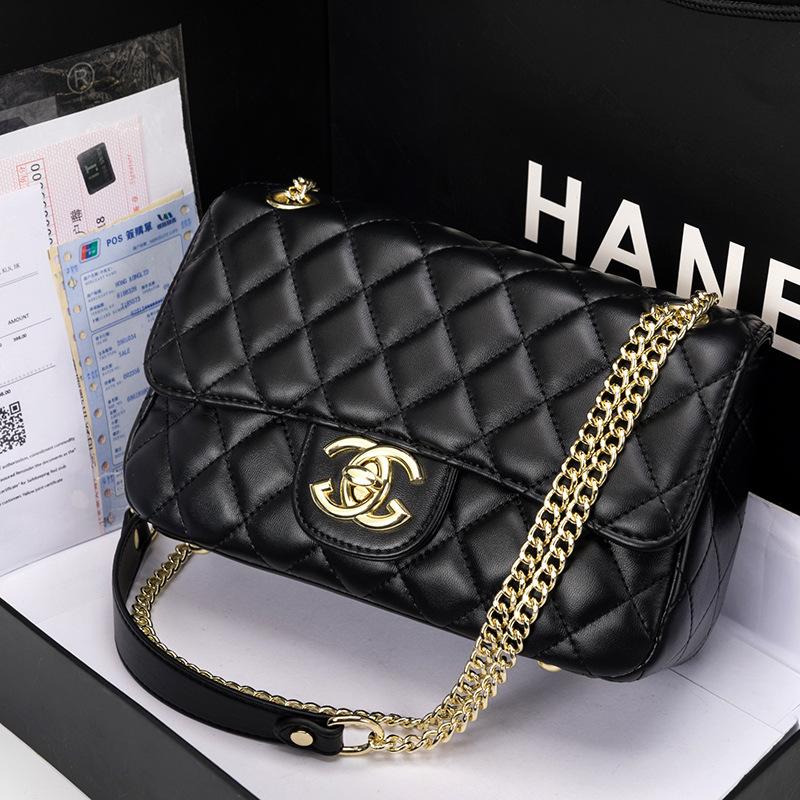 Women's bag new fashionable retro versatile high-end diamond chain bag leather shoulder messenger bag tide