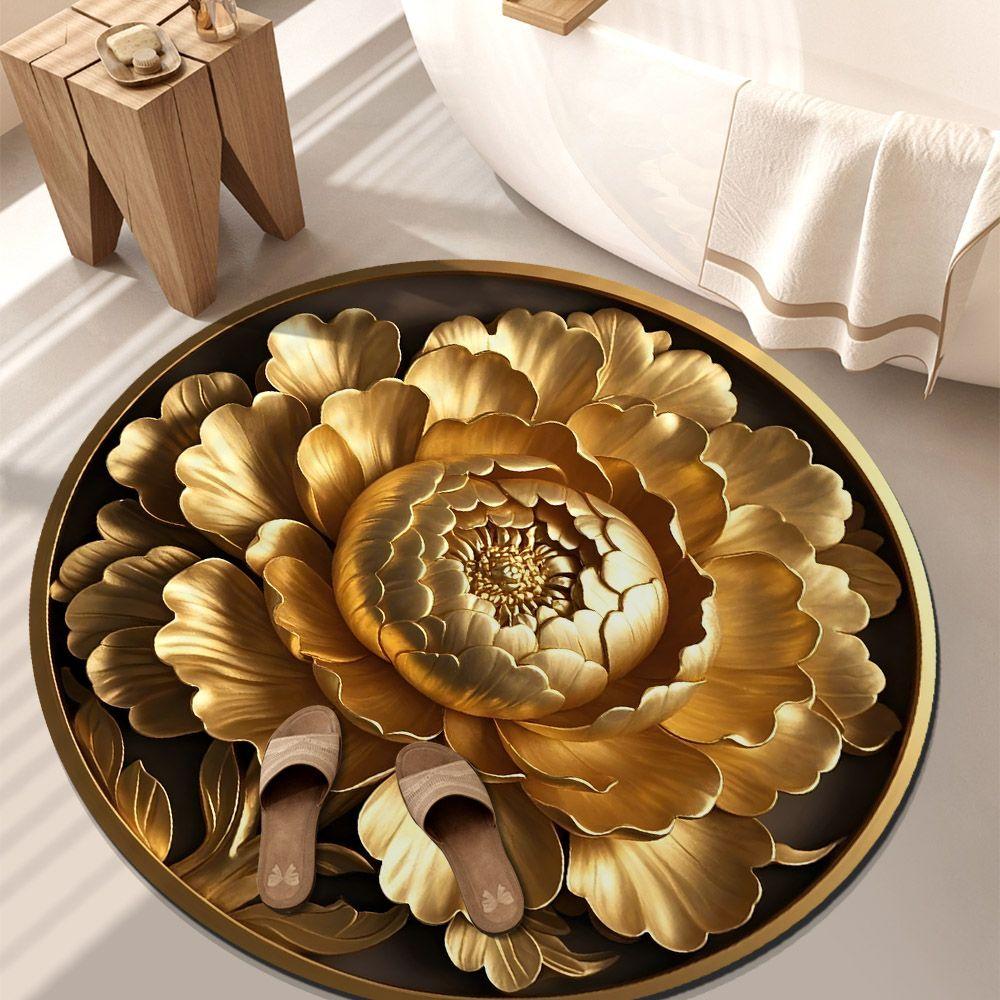 Living Room Home 3D Carpet Flower Floor Mat Carpet Circular Home Peony Flower Petal Shaped Mat