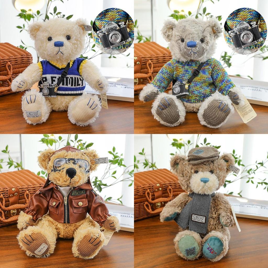 Teddy Camera Sweater Bear Plush Toy Cartoon Stuffed Animal Doll Decoration Gift