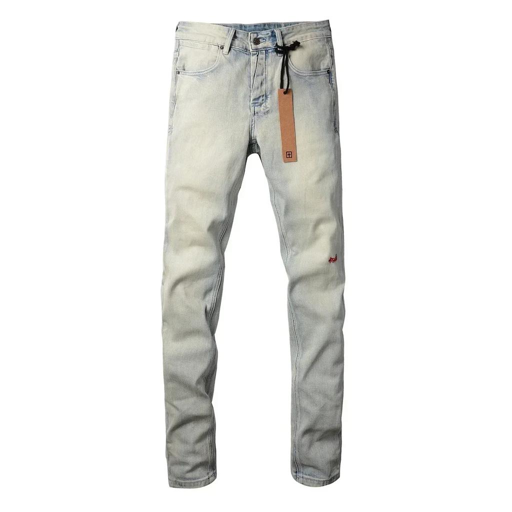 VibeStreet New Jeans Men Paint Hole Trendy American High Street Trend Low Rise Stretch Skinny Pleated Ripped Jeans