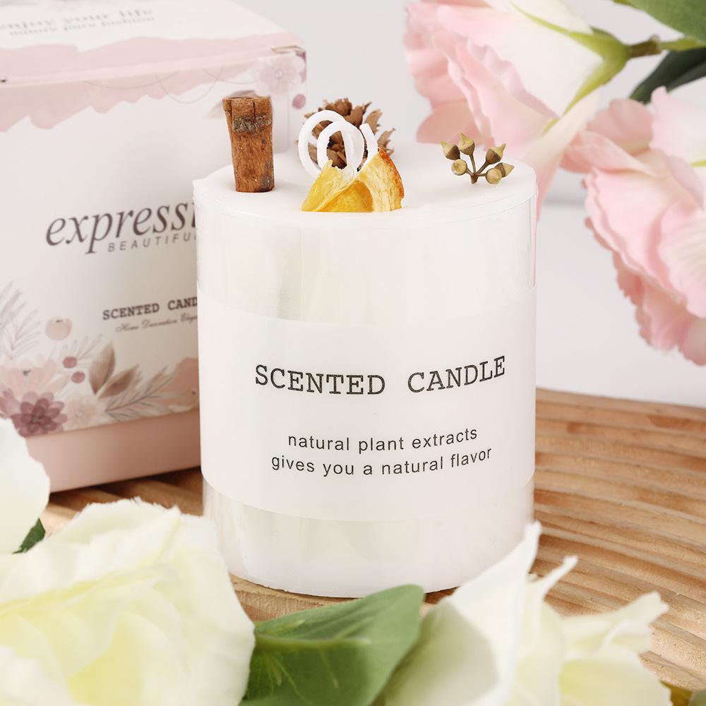 Handmade Creative Dried Flower Scented Candles for Home Use Without Romantic Fragrance Gift Pillar Wax Ornaments