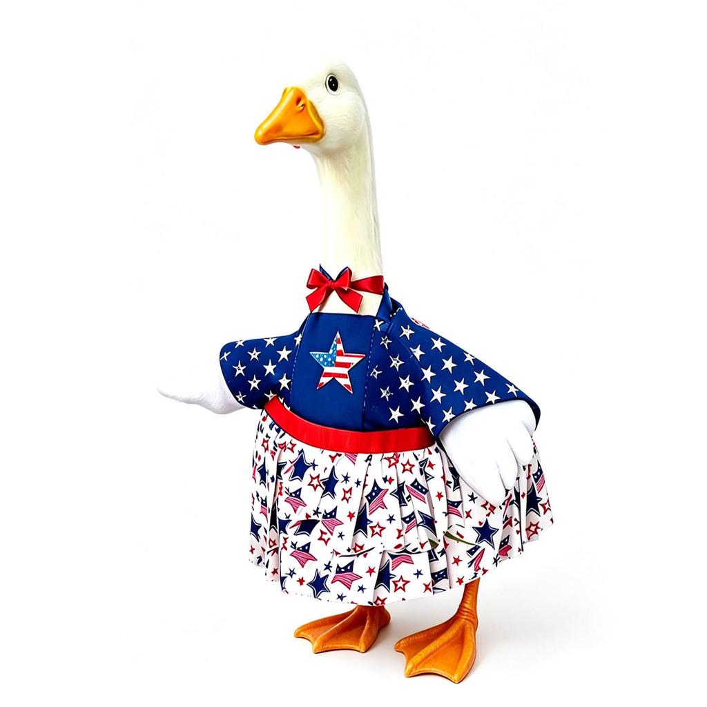23 Inch Patriotic Goose Costume with 250th Anniversary Star and Stripe Print Dress Shirt for 4th of July Celebration