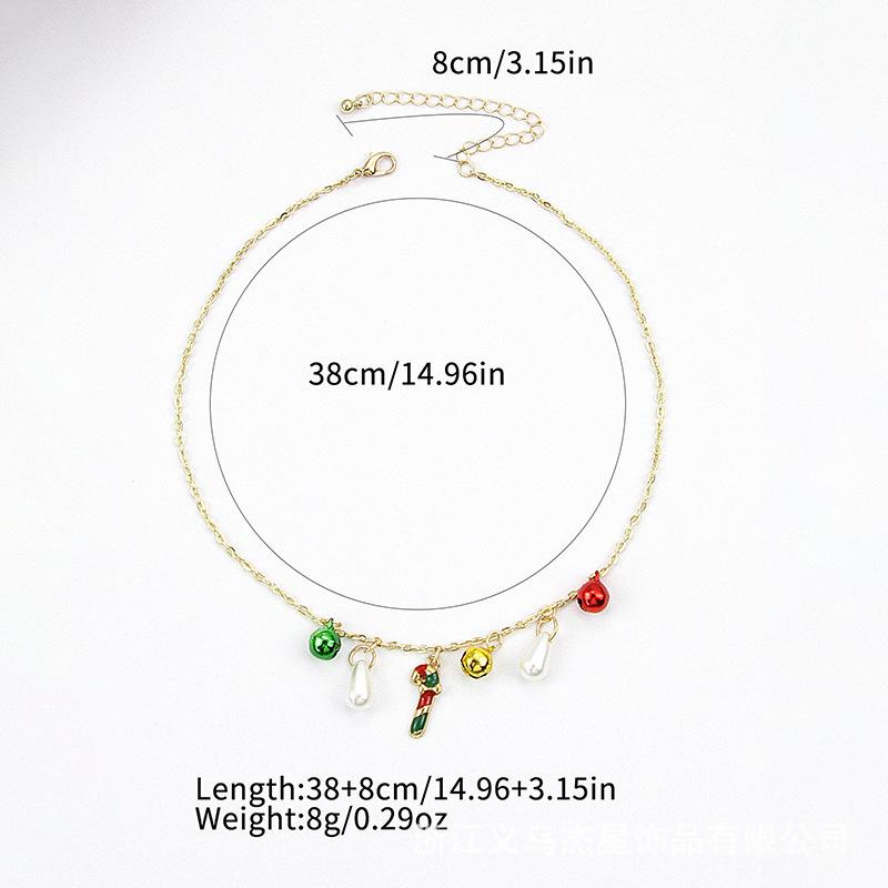 

Luxurious Red & Green Bells Pendant with White Pearl & Candy Cane Design