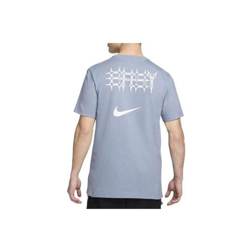 Nike Logo Printed Crew Neck Short Sleeve T-Shirt for Men Blue