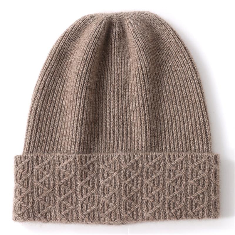 

Кашемировая осенне-зимняя новая унисекс шапка-бини с жаккардовым узором из петель, теплая, с защитой ушей от холода one size