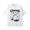 Kawaii Chonk Cat Graphic T-shirt Funny Fat Cats Meme Tshirt Summer Men Women Fashion Casual Pure Cotton Tees Male Cool T Shirts