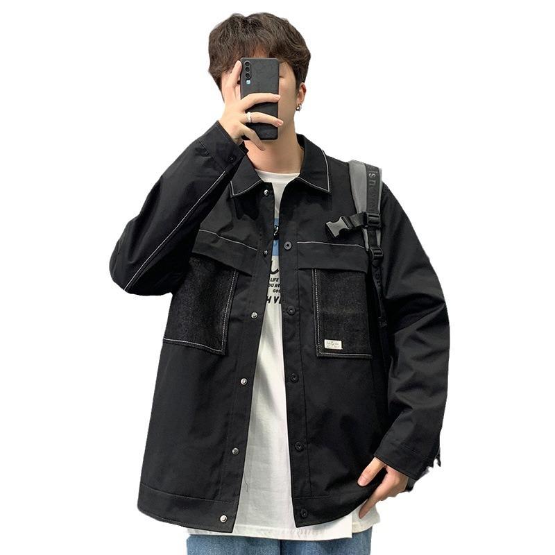 Men's New Spring and Autumn Korean Version of Retro Men's Splicing Youth Casual Jacket Men's Lapel Versatile Coat for Men