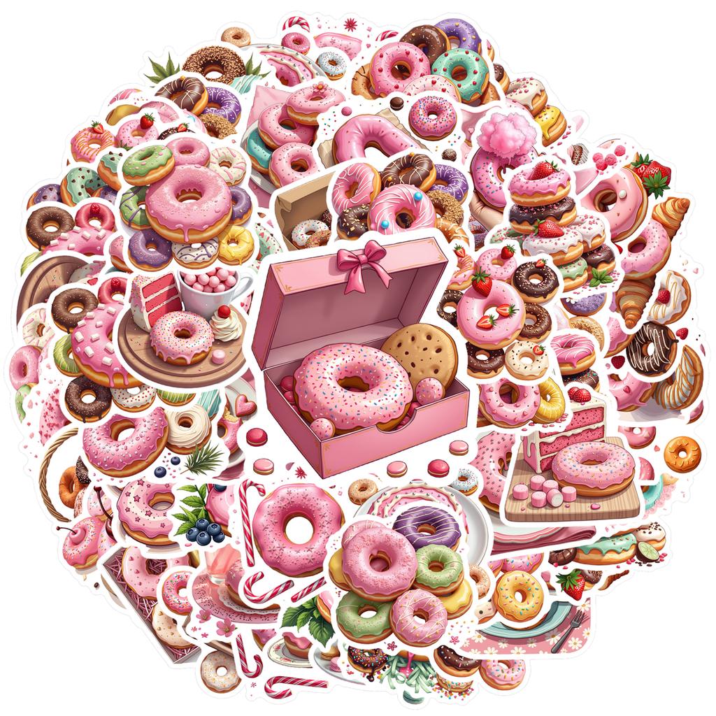 35-100pcs Sweet Donut Stickers Cute Stickers Aesthetic Kawaii Diy Travel Luggage Fridge Decal Graffiti Sticker