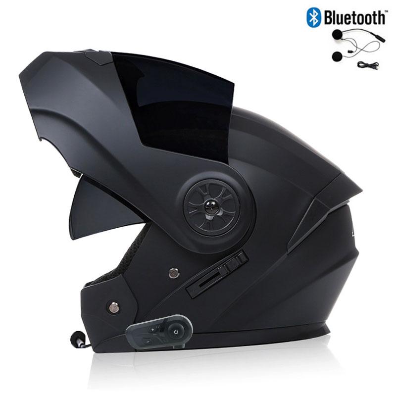 Bluetooth Men's Motorcycle Helmets Full Face Casco for Motorcycles Man Motocross Kask Flip up Casque De Moto  DOT Certified BLD