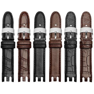 Classic Genuine Leather Watch Strap for Swatch Yrs403 412 402G Series Curved Concave-Convex Mouth Cowhide 21mm Men Watch Band Accessorie