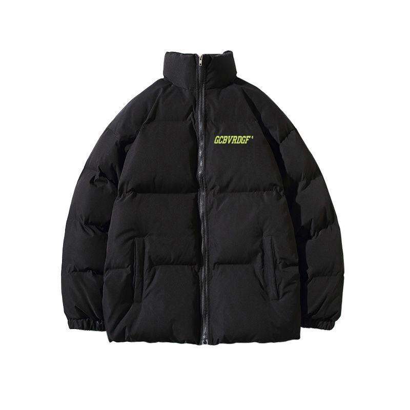 Guochao Unisex Amerikanischer Stil Dicke Warme Daunenjacke - Herbst Winter Buchstabenprint Baumwollmantel