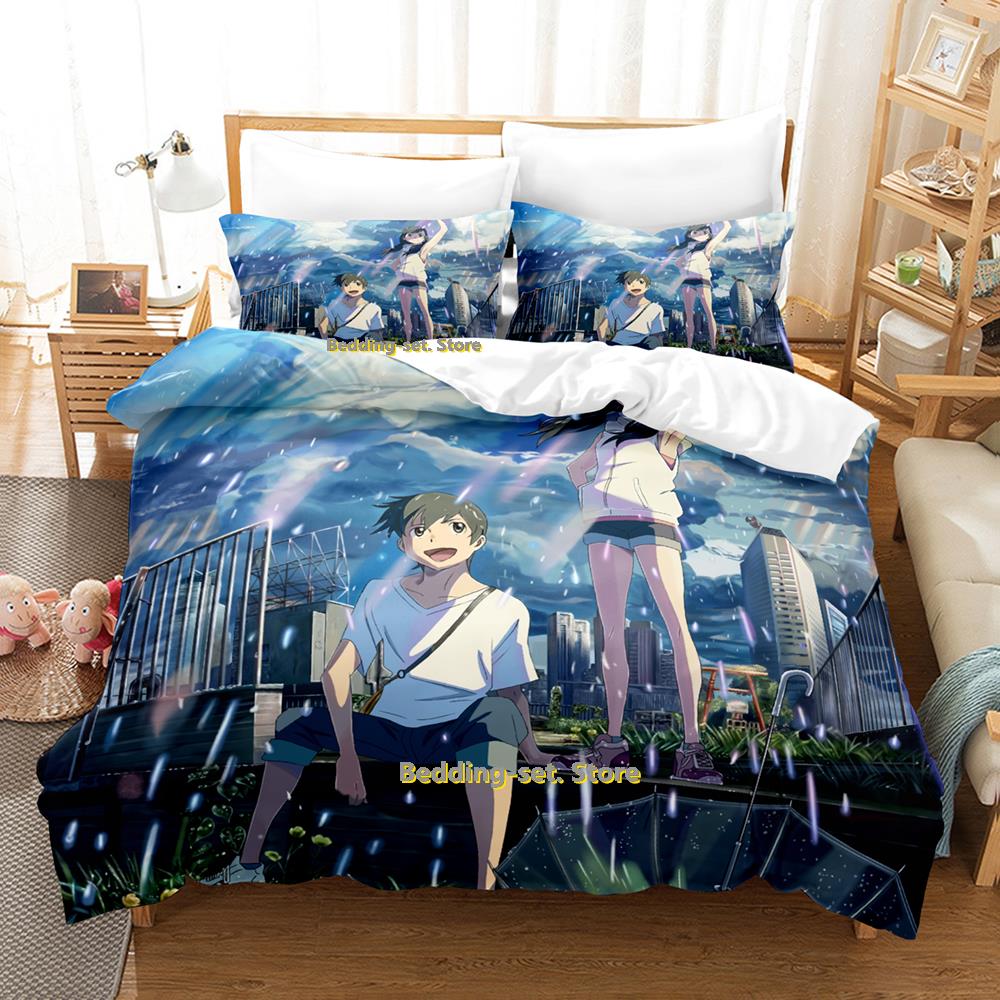 Weathering With You Bedding Set Single Twin Full Queen King Size Bed Set Adult Kid Bedroom Duvetcover Sets Anime Parure De Lit