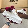 2025 Spring Men's Red High-Top Trendy Running & Basketball Dad Shoes