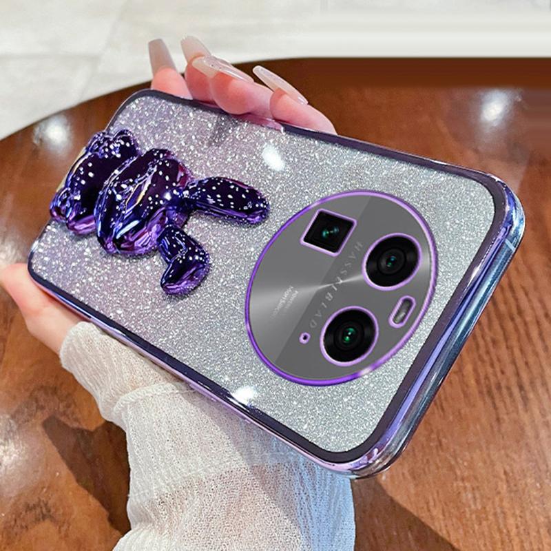 

Для Oppo Find X6 Pro Чехол Гальванический ПК+ТПУ Чехол для телефона с подставкой Purple