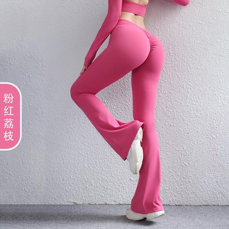 

Брюки клеш для йоги с V-образным вырезом сзади, эффект «персиковых ягодиц», спортивные брюки Naked, широкие штанины, фитнес-брюки, быстросохнущие микро-брюки, женские брюки для йоги XL