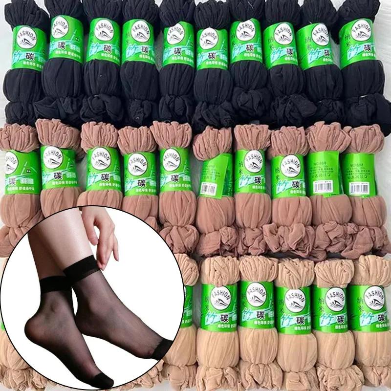 High Quality Women Velvet Socks Pack Female Summer Thin Silk Transparent Black Sock Sexy Ankle Nylon Solid Color Stockings
