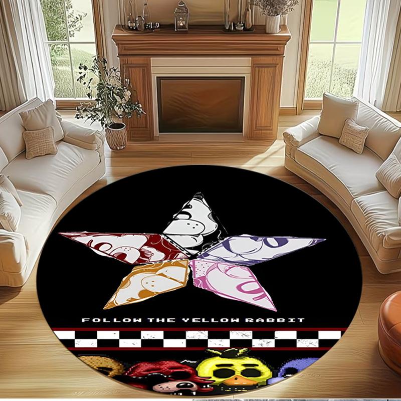 Five Nights at Freddy's Print Round Rug, Washable Floor Carpet, For Entryway Dorm Laundry Room Office Study, Home Decor Birthday Christmas Gift
