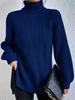 2026 Autumn/Winter Women's Knitted Mid-Length Raglan Sleeve High Turtleneck Slit Sweater Dress