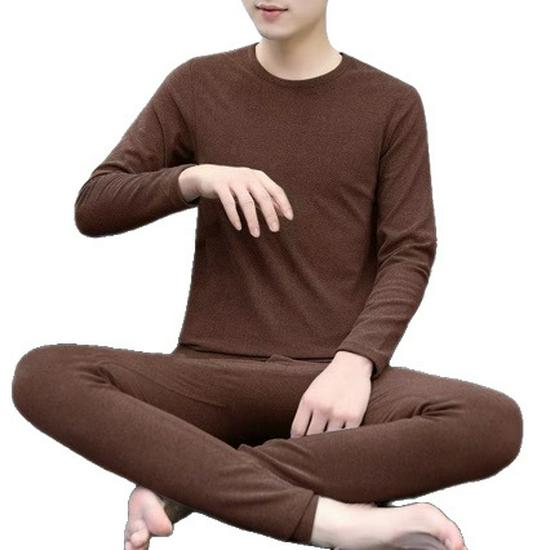 Men's Plus Size Fleece Lined Velvet Thermal Pajama Set - Top & Bottom for Casual Autumn Wear