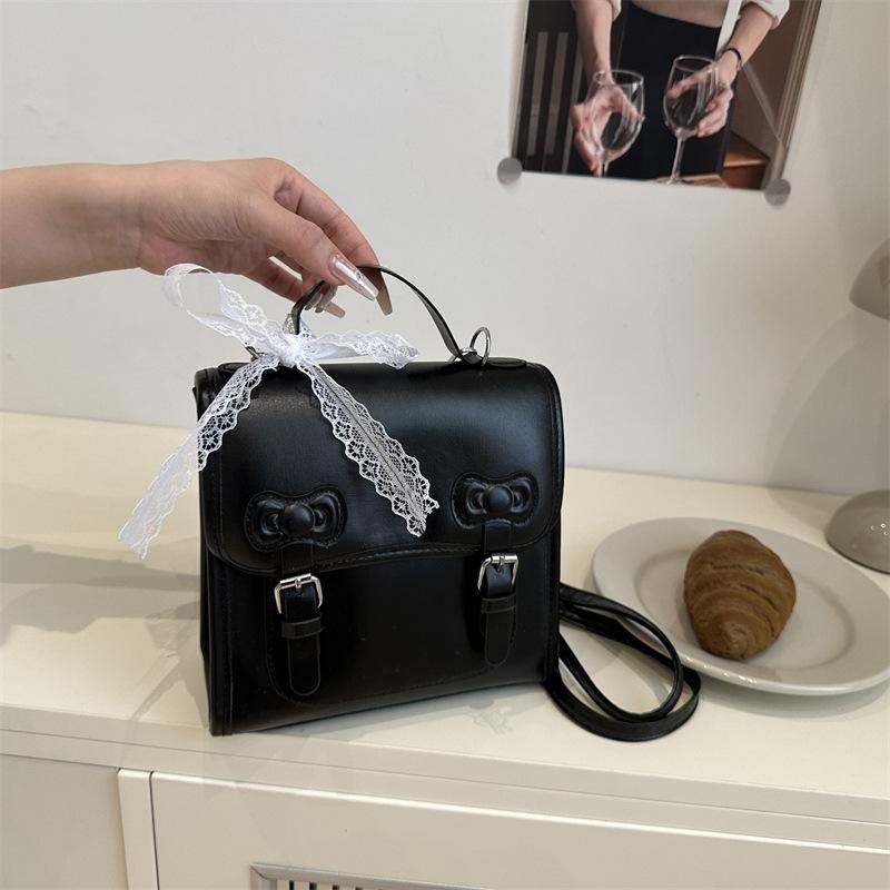 

Simple and sweet college style backpack women s new summer fashion versatile casual student class messenger bag чорний