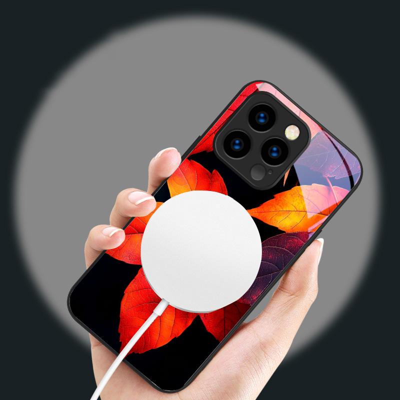 Small pebble flowers Suitable For iPhone 16E 17 Pro Max 15 Pro 14 13 Plus 12 mini 11 16 Air 17Pro magnetism Glass Phone Case