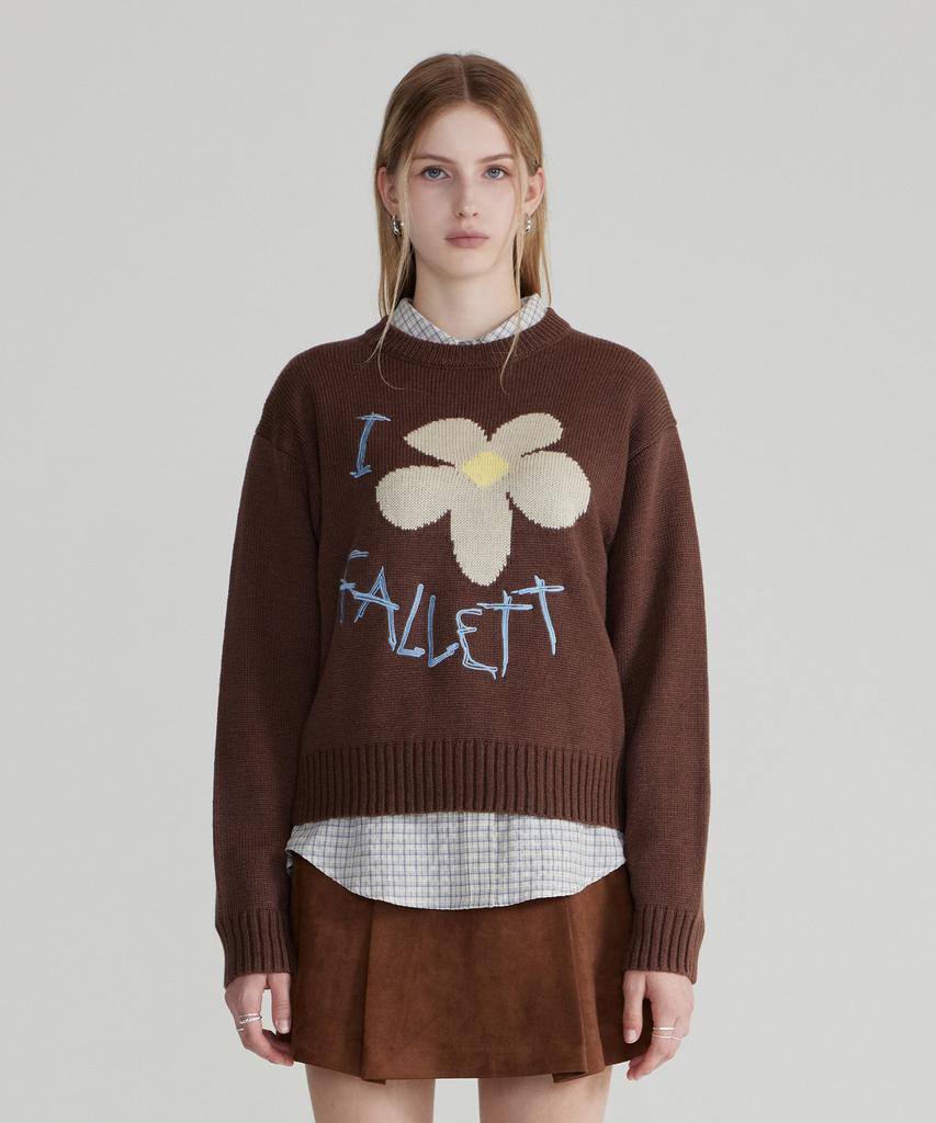 FALLETT Drawing Flower Knit Ivory