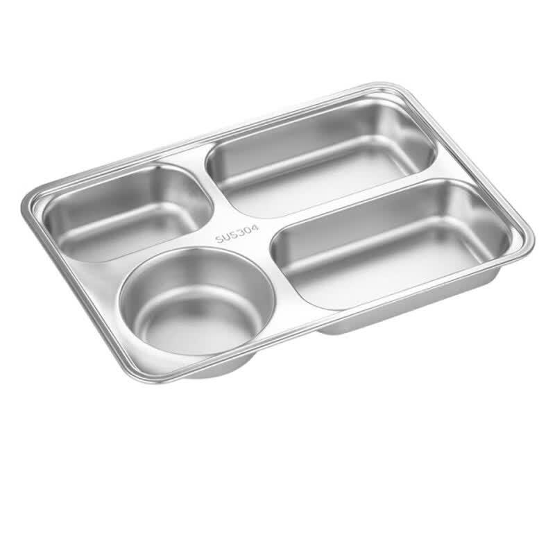 LIJIA KITCHENWARE 304 Stainless Steel Rectangular Four-Compartment Meal Tray