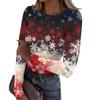 Women's  And Winter Slim Bottom T-shirt Fashion Casual Christmas Printed Round Neck Pullover Long Sleeve Top