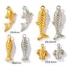 5 PCs 304 Stainless Steel Ocean Jewelry Charms Multicolor 3D Fish Goldfish Turtle Pendants For DIY Necklace Jewelry Making