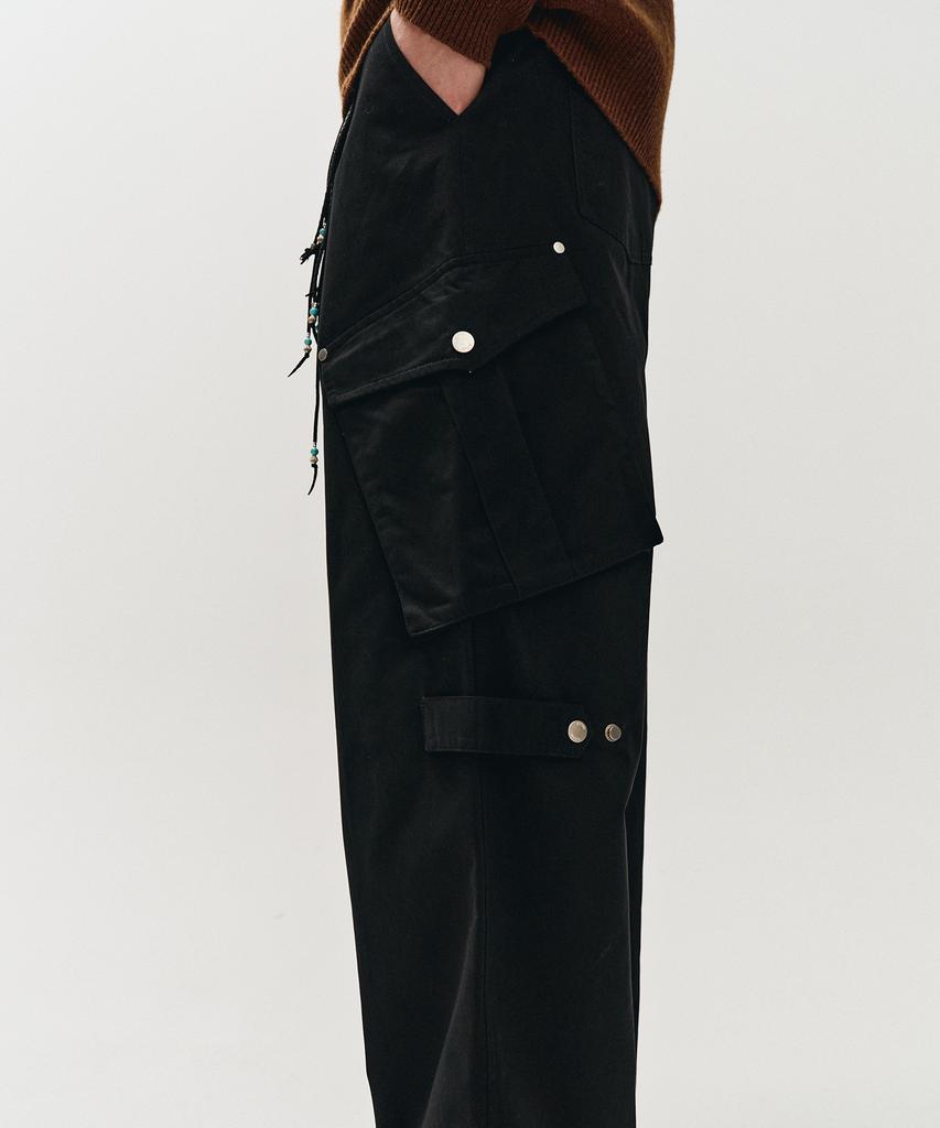 ECORR Cotton Wide Cargo Pants_Black
