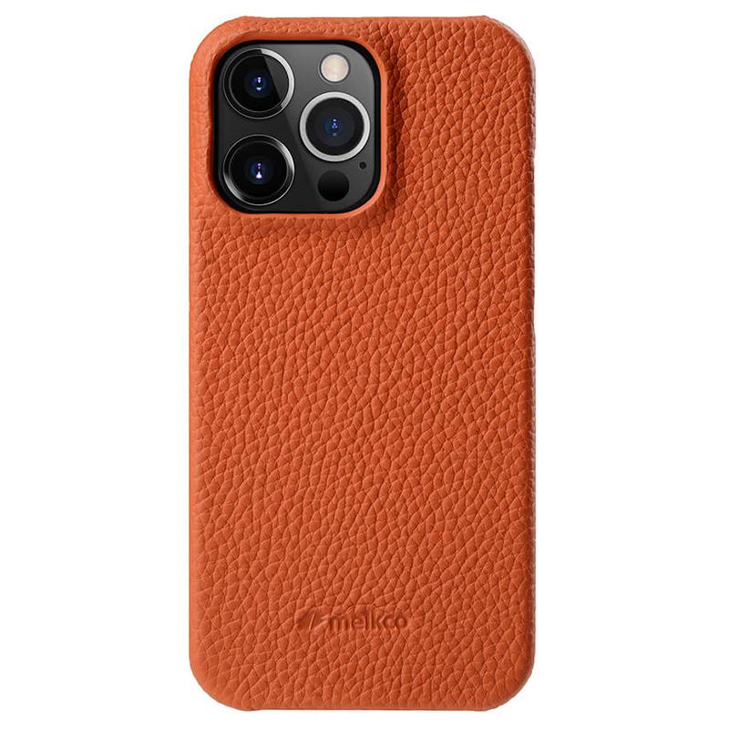 MELKCO For iPhone 13 Pro Max 6.7 inch Large Cutout Phone Case Genuine Cow Leather+PC Cover