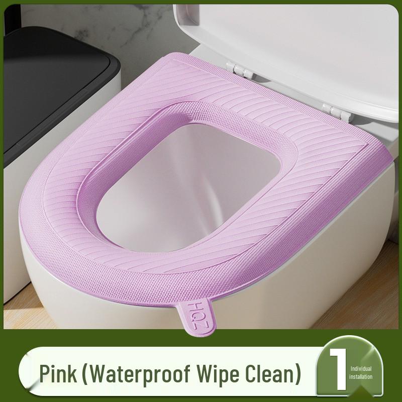 Four-Season Waterproof Toilet Seat Cushion with Lid and Thickened Pattern Cover