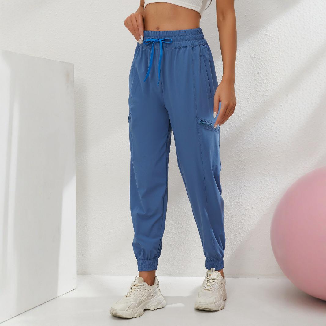 

Женские быстросохнущие утягивающие спортивные штаны для йоги - Повседневные брюки свободного кроя для бега и фитнеса Small синий