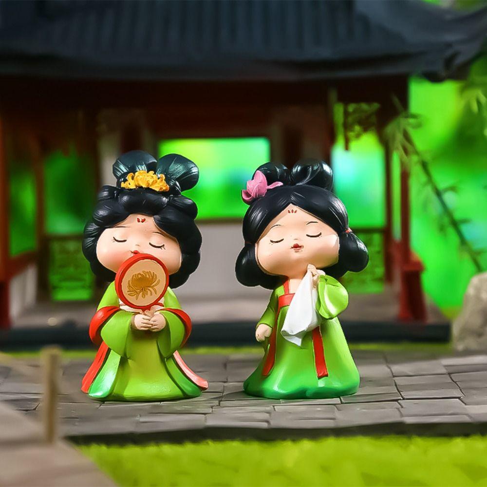 

Chinese Style Desktop Ornament Resin Doll Ornaments High Quality Tang Night Banquet Desktop Doll