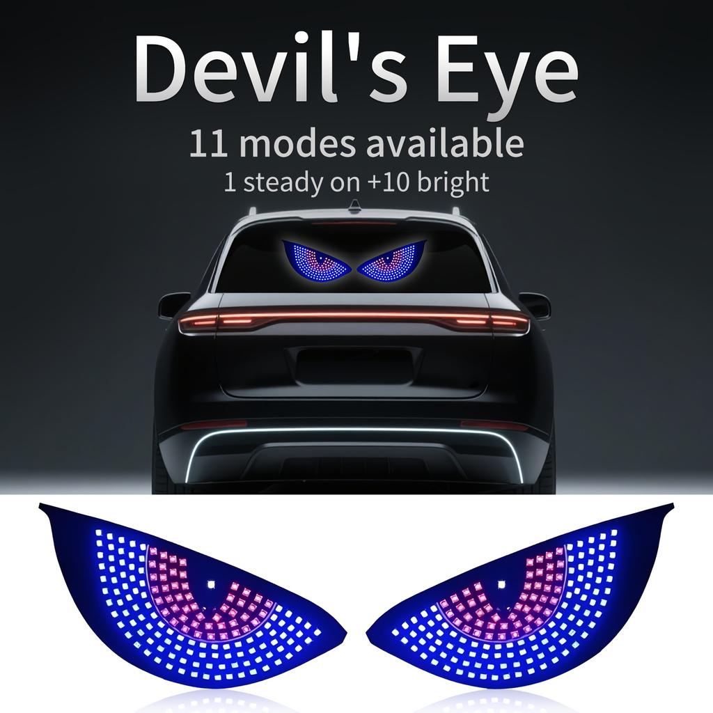 LED Devil Eye Car Window Light USB Atmosphere Lamp 11 Modes Auto Decor 15.4cm