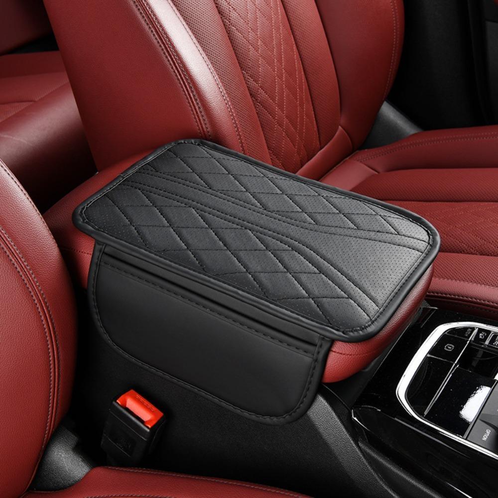 Multi-Functional Armrest Storage Bag PU Leather Car Armrest Pad  Car Interior