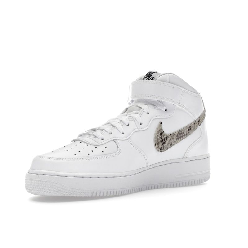 Nike Air Force 1 07 Mid Snakeskin Swoosh Women Sneakers White Black Sanddrift DD9625-101