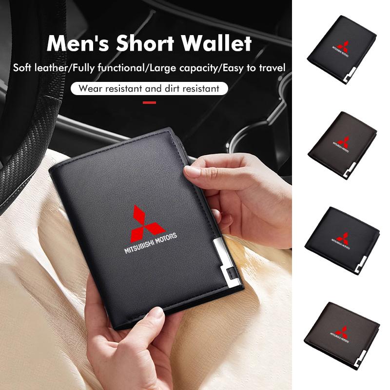Leather Wallet Car Mounted Driver License Card Case Accessories For Mitsubishi Outlander Lancer Cross Colt Xpander Mirage