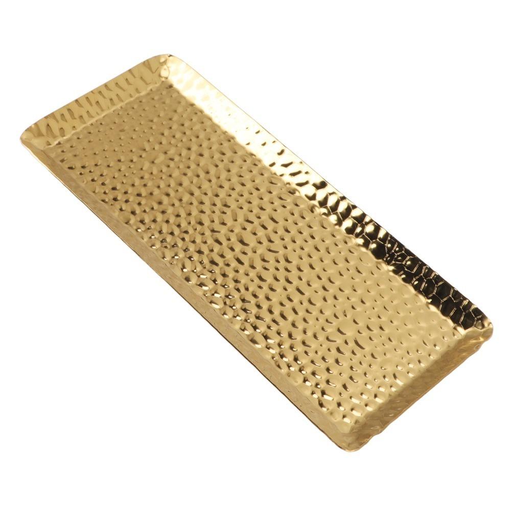 Stainless Steel Stainless Steel Tray 9.8 X 4.3 X 0.6 Inch Hammered Texture Metal Tray Multi-purpose Silver and Golden