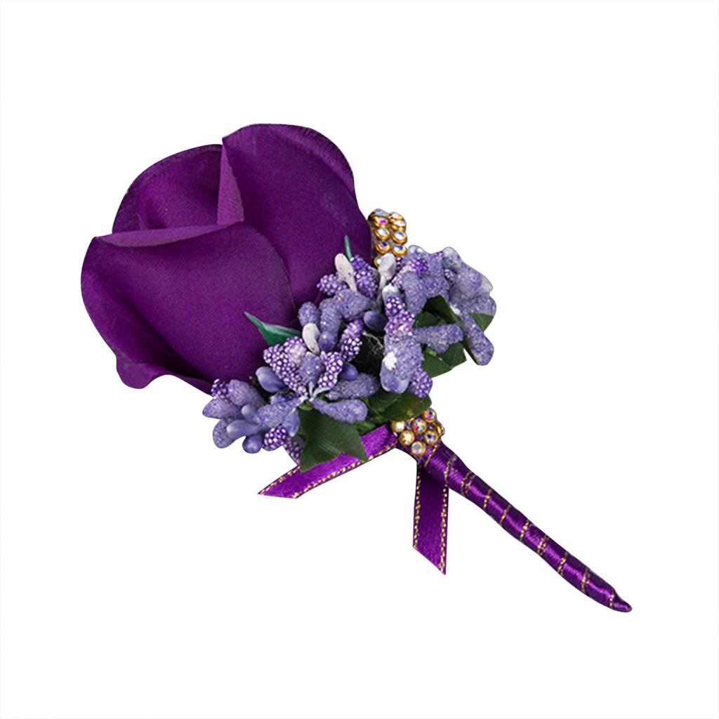 Blaue Boutonniere Hochzeitsaccessoires Bräutigam Knopfloch Handgelenks-Corsage Brosche Blumen Künstliche Seidenrosen Brautjungfern Armbänder